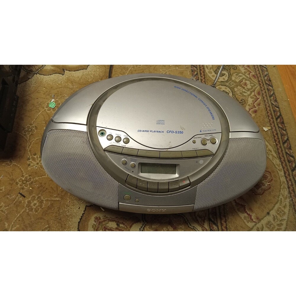 Sony CFD-S350 Stereo Boombox Cassette CD Player w/ cord, no remote As is.